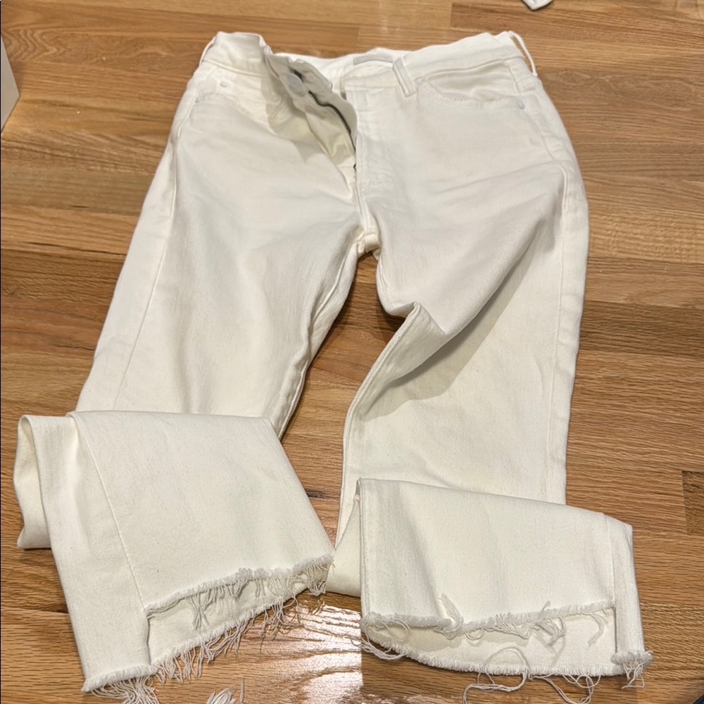 MOTHER Women's Cropped Jeans in Cream